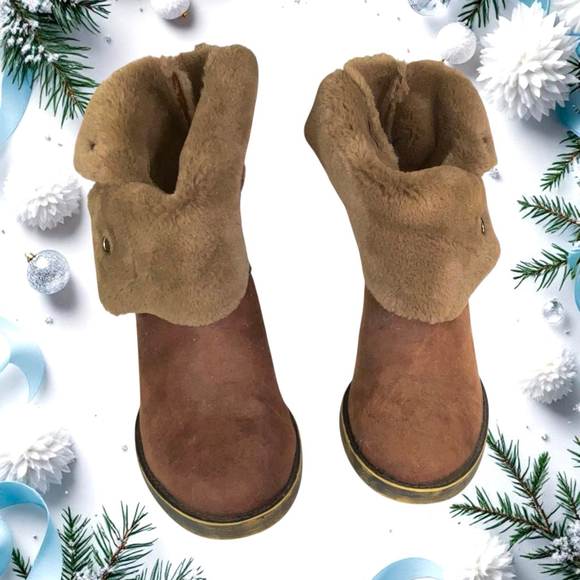 Blowfish Brown Faux Fur Faux Leather Snap Buckle Ankle Boots Women Sz 7 - Picture 4 of 9